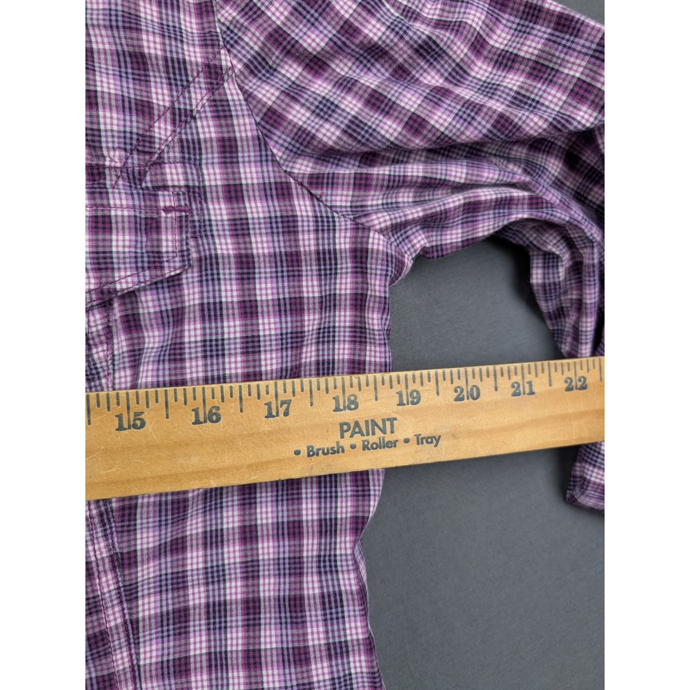 Tommy Hilfiger Womens Purple Plaid Roll Tab Sleeve Button Down Shirt Size M - Picture 4 of 6